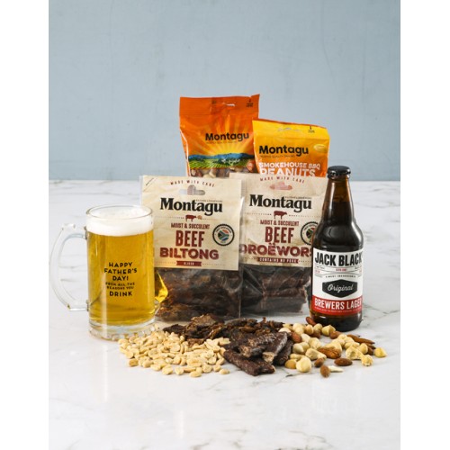 Happy Fathers Day Biltong Nuts and Beer Glass Gift (STANDARD)