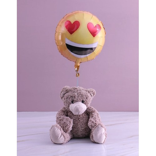 Love Emoji Teddy And Balloon Gift