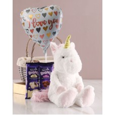 Unicorn Chocolate Basket With Balloon