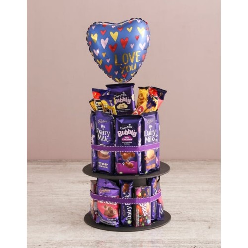 Chocolate Tower Of Love And Balloon (Standard)