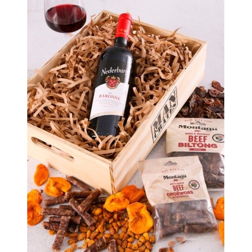 Red Wine Biltong and Nuts Man Crate (Standard)
