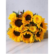 Sunflower and Gum Leaf Bouquet