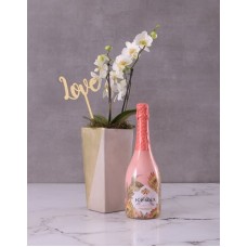 Bubbly Orchids In Gold Vase