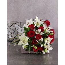 Striking Red Roses and White Lilies