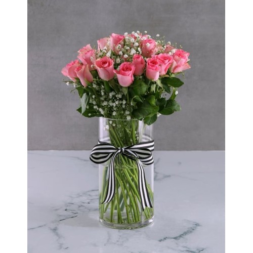 Passionate Pink Rose Vase