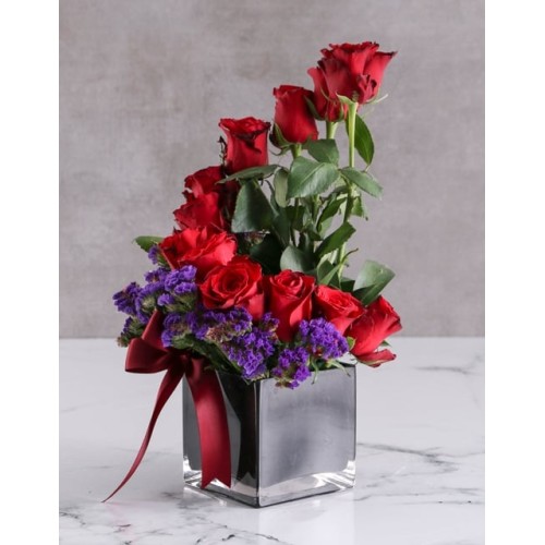 Levels of Love Red Rose and Statice Vase