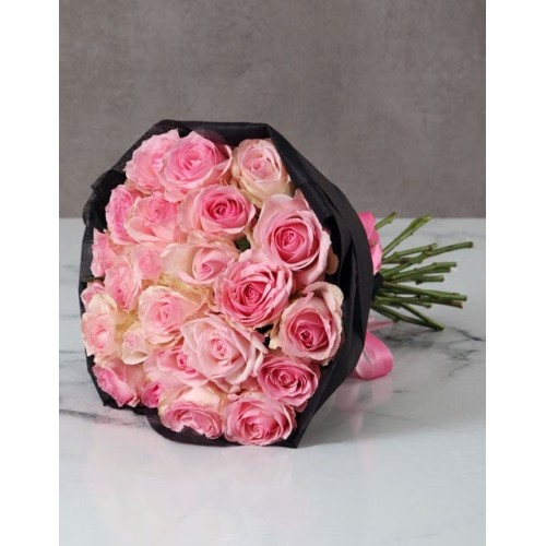 Elegant Pink Roses Clad In Black