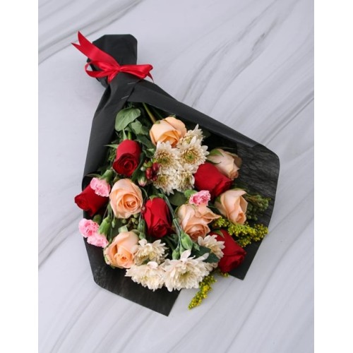 Romantic Red Bouquet In Craft Paper