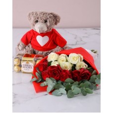 Ravishing Red And White Rose Surprise
