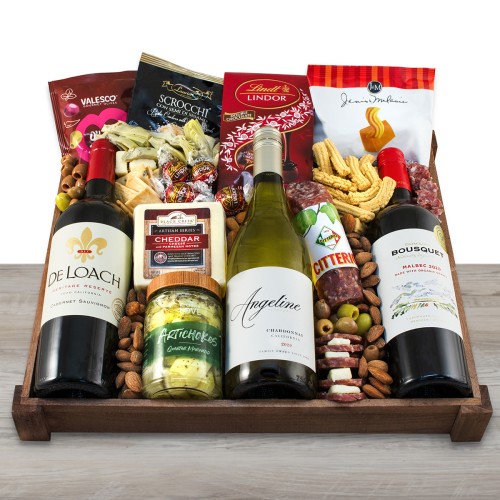 Grand Charcuterie Tray And Wine Trio Gift