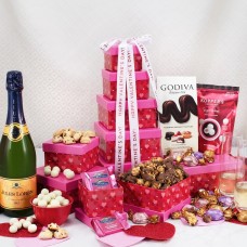 Valentine's Tower of Love Champagne & 5-Tier Snack Set