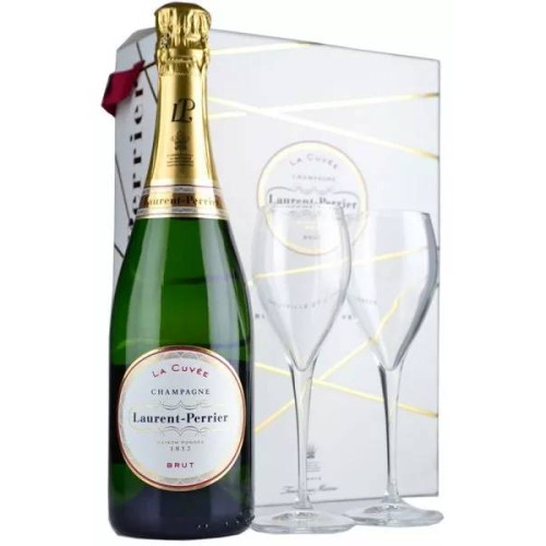 Laurent Perrier La Cuvee NV Champagne 75cl with 2 Glasses Gift Set