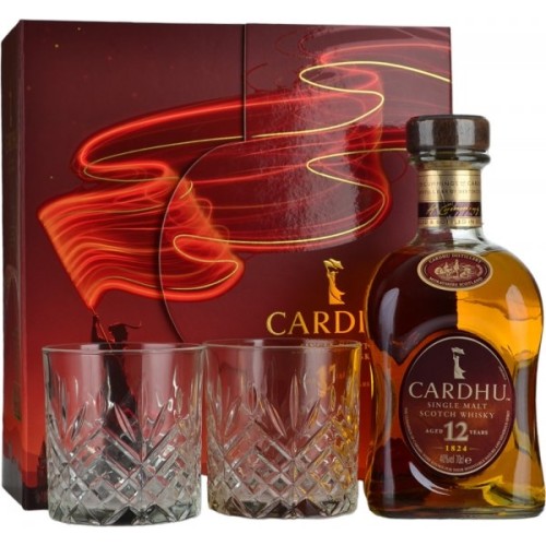 Cardhu 12 Year Old Single Malt Whisky 70cl with 2 Glasses Gift Pack