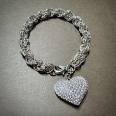 Chunky Heart Bracelet in Whitegold tone