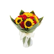 8 Red Roses and 5 Sunflower Bouquet