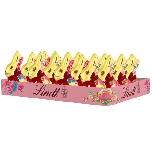 Milk Chocolate Lindt Floral GOLD BUNNY 3.5 oz (16-pc Case)