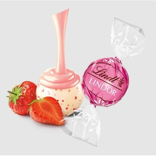 Strawberries and Cream White Chocolate LINDOR Truffles (800-pc, 353 oz)