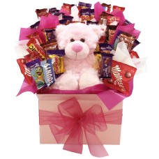 Pink Chocolate Bouquet and Teddy