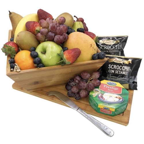 Fruit Bowl with Cheese and Cutting Board