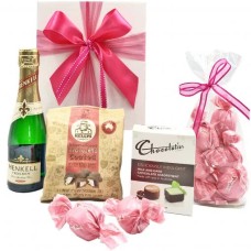 Pink Chocolate And Bubbles Gift Basket