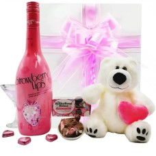Pink Love Bear and Alcohol Gift