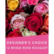 DC 12 mixed colour rose bouquet