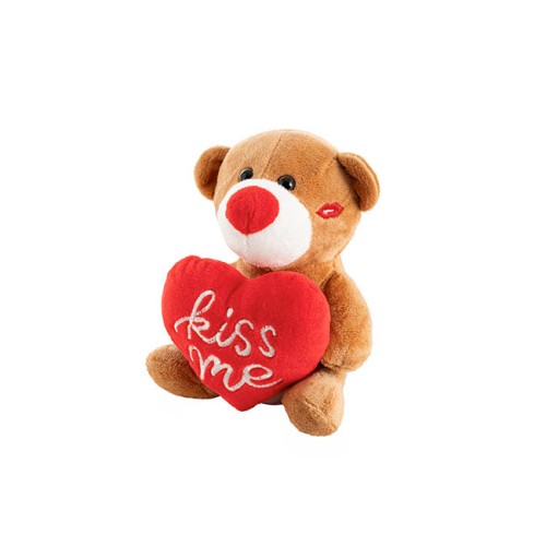 Kiss Me Teddy Bear Mini Plush Toy Red & Brown (14cmST)