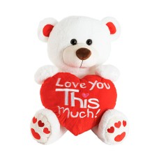 Teddy Bear Chubbs w Love You This Much Heart White (45cmST)