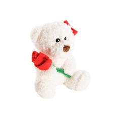 Mrs Teddy Bear w Red Rose White (20cm.ST)
