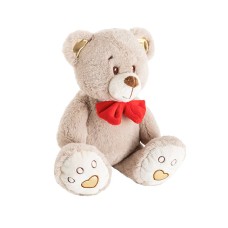 Quincy Love Bear w Red Bow Gold & Brown (25cmST)