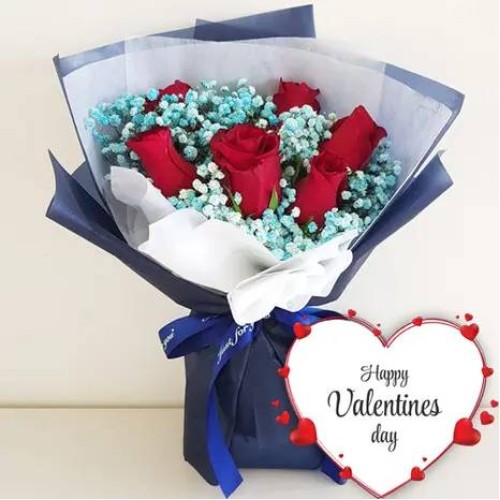 Valentine's 6 Stems Red Roses Bouquet