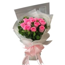 Bunch of 12 Hot Pink Roses