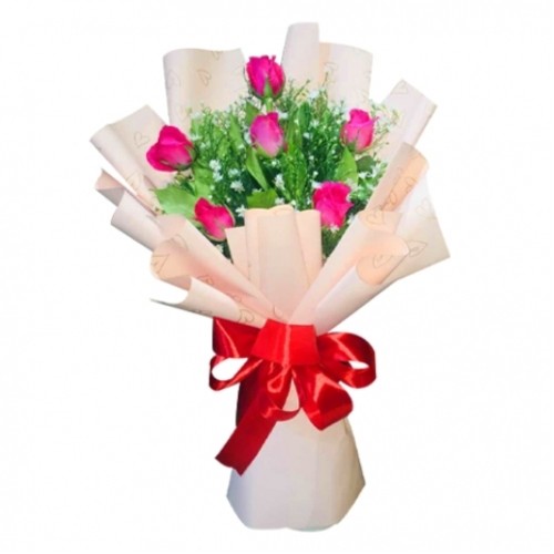 Earnest 6 Pink Roses Bouquet