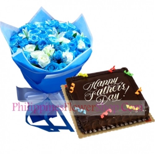 Father's Day Flower with Chocolate Cake