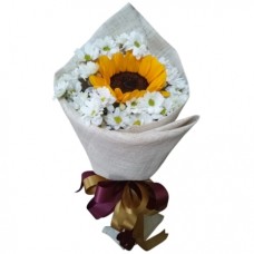 Single Sunflower with Seasonal Flower