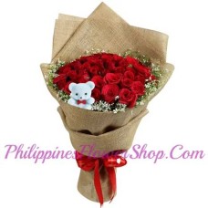 Wishes 24 Roses with Bear