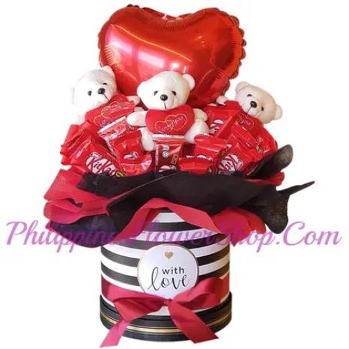 Mini Teddy with Kitkat Chocolate and Balloon