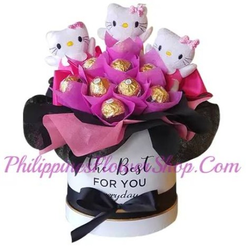 3pcs. Mini Hello Kitty with 8pcs. Ferrero in Box