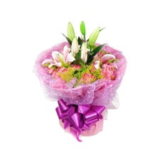 6 Pink Carnations & Pink lilies#7 6 Pink Carnations & Pink lilies#7