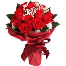 Romantic 12 Pcs. Red Roses Bouquet