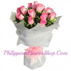 Being Female 12 Pink Roses Bouquet