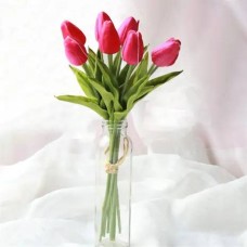 5 Stems Pink Tulips Glass Vase