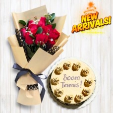 12 Red Rose Bouquet With Contis Cake (New)