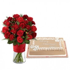 24 Red Rose with Creamy Caramel Dedication Cake by Red Ribbon