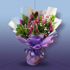 10pcs Purple Tulips in Bouquet