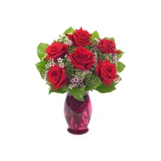 6 Red Roses in a Vase