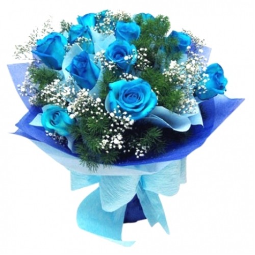 12 Pcs. Light Blue Color Roses Bouquet