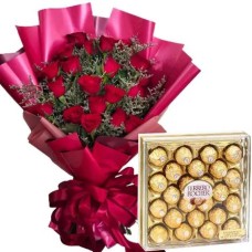 Red Rose w/ 24 pcs Ferrero Chocolate#20