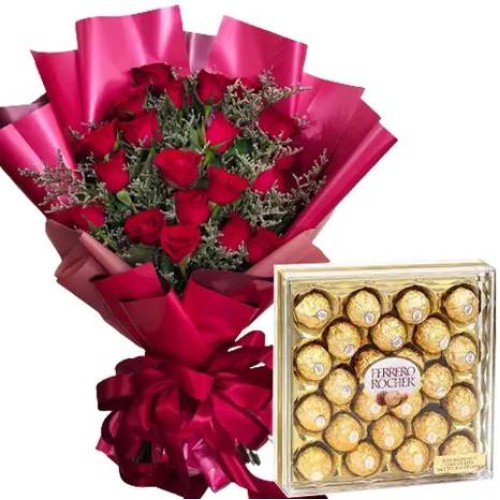 Red Rose w/ 24 pcs Ferrero Chocolate#20