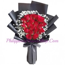 18 pcs. Red Color Roses in Bouquet